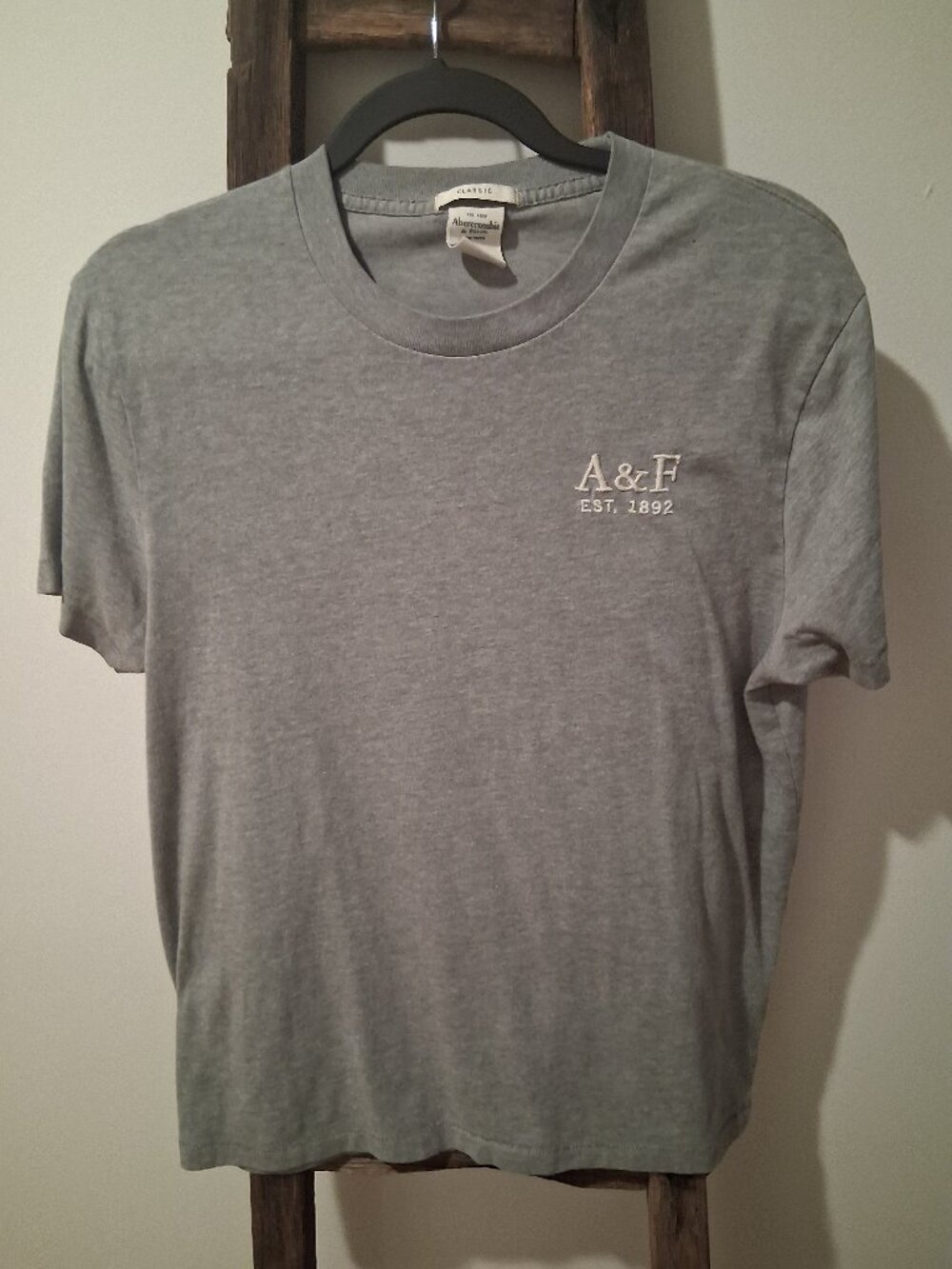 Abercrombie & Fitch Classic Gray Tee Mens Med | Vintage Look A&F Logo T-Shirt